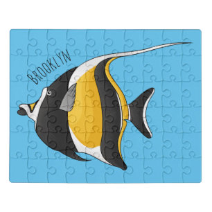 Moorish idol fish cartoon illustration jigsaw puzzle