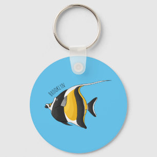 Moorish idol fish cartoon illustration keychain