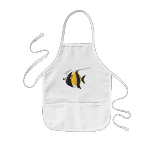 Moorish idol fish cartoon illustration   kids' apron