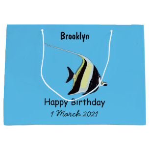 Moorish idol fish cartoon illustration large gift bag
