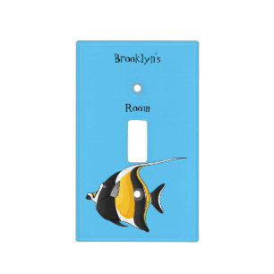 Moorish idol fish cartoon illustration light switch cover