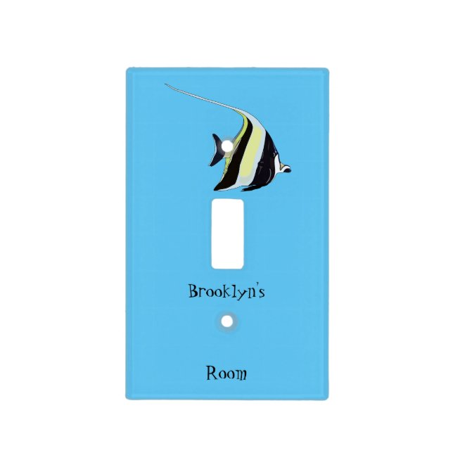 Moorish idol fish cartoon illustration light switch cover (Front)