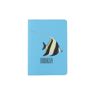 Moorish idol fish cartoon illustration passport holder