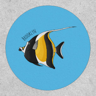Moorish idol fish cartoon illustration patch