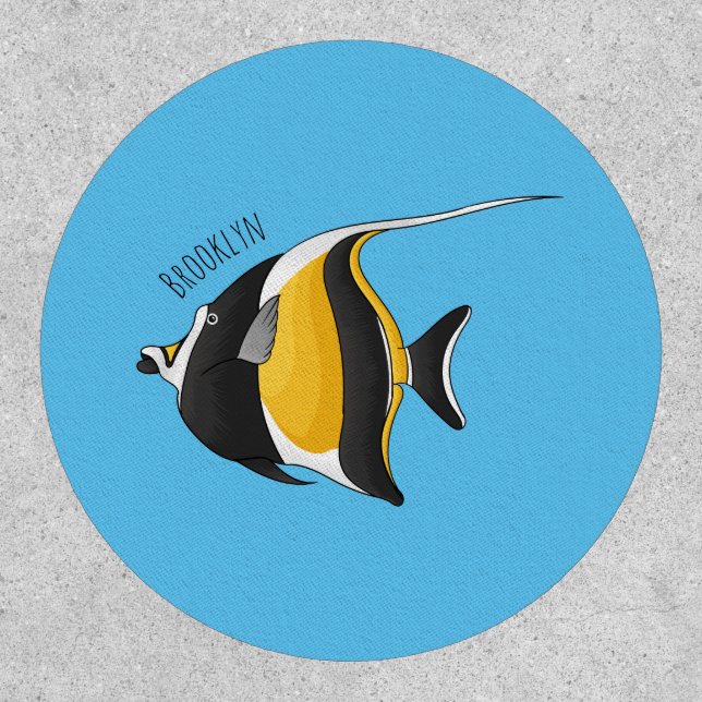 Moorish idol fish cartoon illustration patch (Front)
