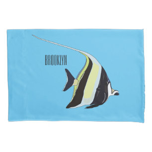 Moorish idol fish cartoon illustration pillow case