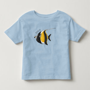 Moorish idol fish cartoon illustration toddler t-shirt