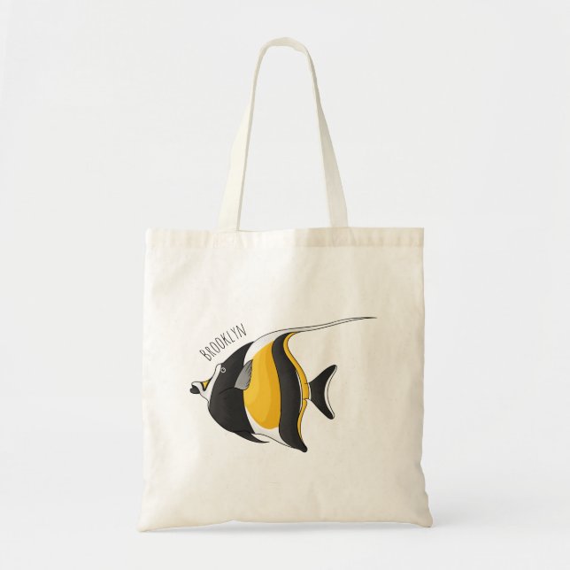 Moorish idol fish cartoon illustration  tote bag (Front)