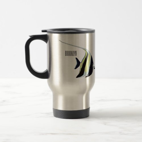 Moorish idol fish cartoon illustration travel mug