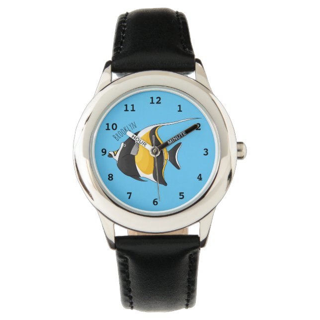 Moorish idol fish cartoon illustration watch (Front)