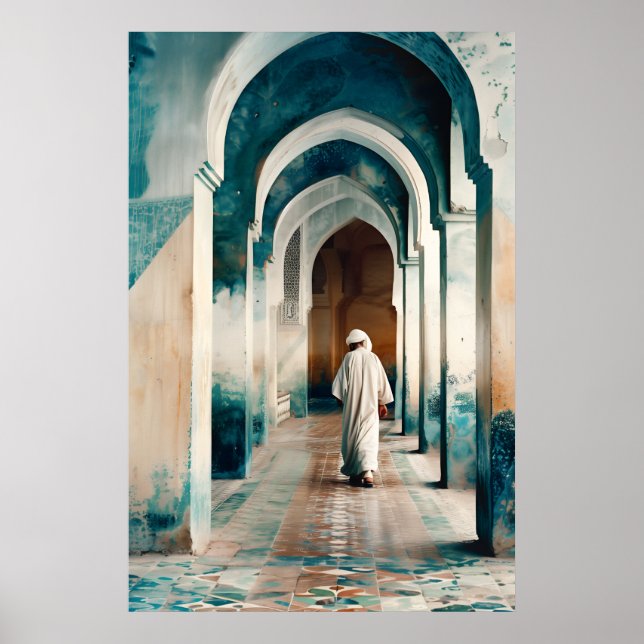 Moorish Marrakesh Blue Cream Poster (Front)