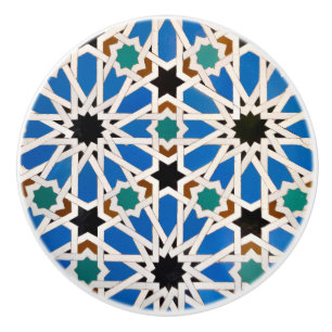 Moorish Moroccan Blue Ceramic Knob
