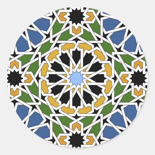 Moorish tile classic round sticker