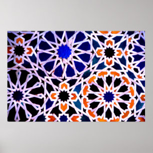 Moorish tile, The Alhambra, Spain Poster