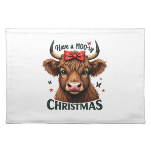 Moory Christmas Cute Cow Wearing Santa Cloth Placemat