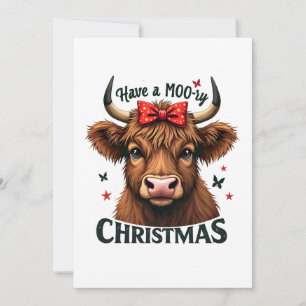 Moory Christmas Cute Cow Wearing Santa Save The Date