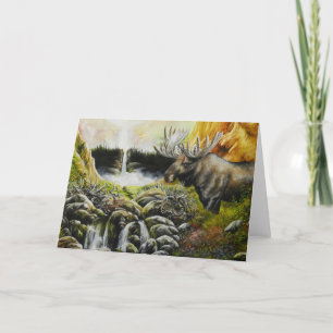 Moose~ A Painting on customizable products Holiday Card