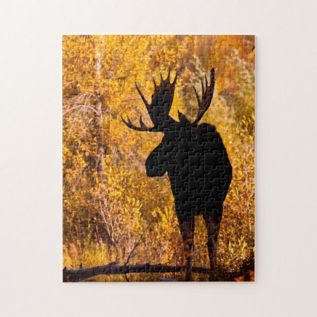 Moose (Alces Alces) Bull In Golden Willows 2 Jigsaw Puzzle (Vertical)