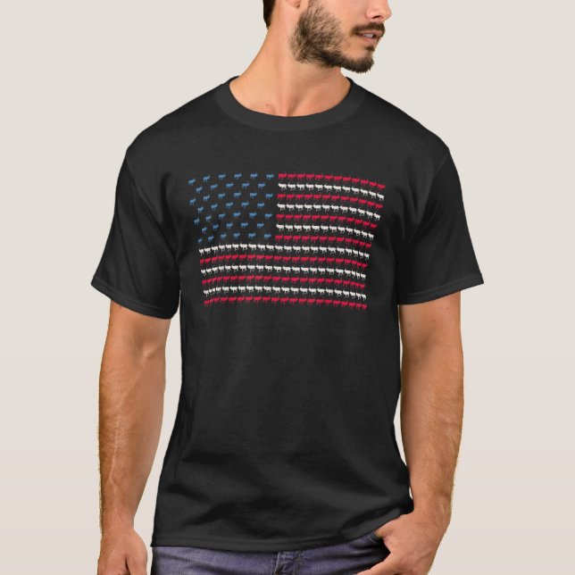 Moose American Flag Deer US 4th Of July Animal Elk T-Shirt (Front)
