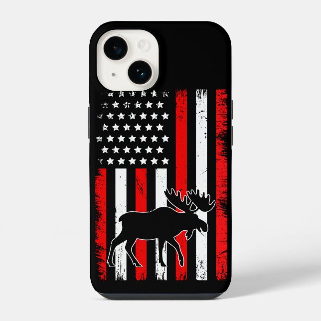 Moose American Flag Iphone Case (Back)
