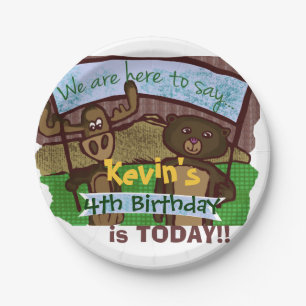 Moose and bear Birthday Paper Plates