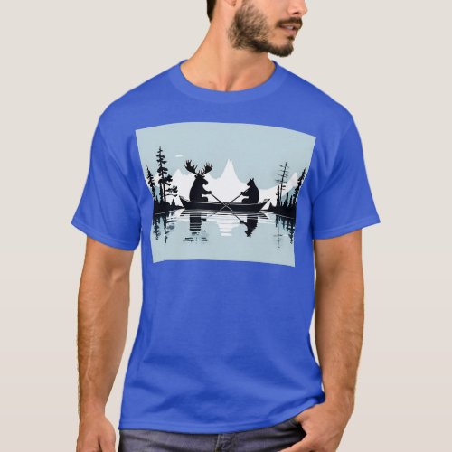 Moose and Bear in a Canoe T_Shirt