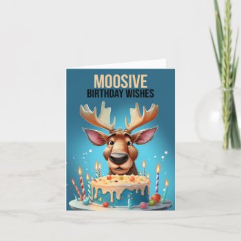 Moose And Birthday Cake Cute Moose Thank You Card by moonlake at Zazzle