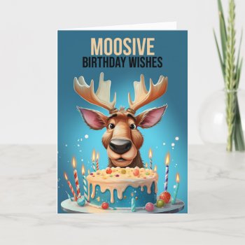 Moose And Birthday Cake Cute Moose  Thank You Card by moonlake at Zazzle