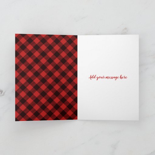 Moose and Buffalo Red and Black Plaid Christmas Holiday Card | Zazzle