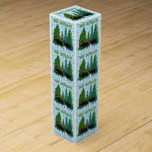 Moose and Elk in Santa Hats gift wrap wine box