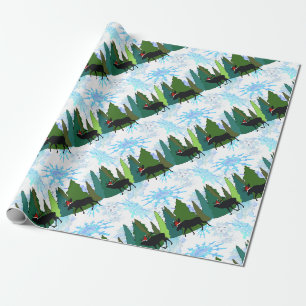 Moose and Elk Play Santa Wrapping Paper