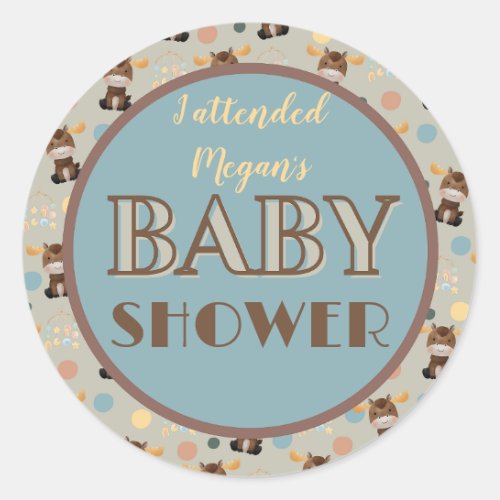 Moose and Mobile baby shower stickers