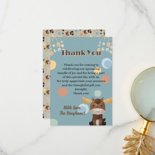 Moose and Mobile baby shower Thank You cards