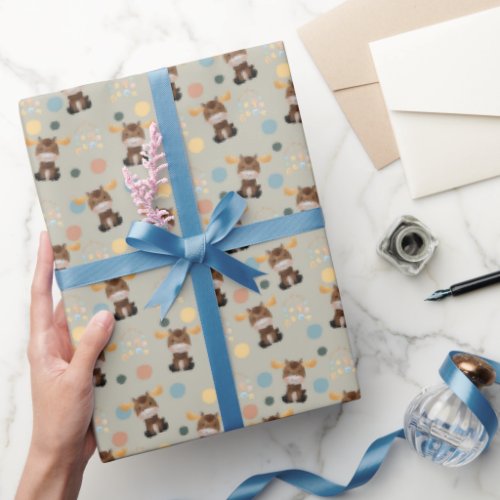 Moose and Mobile baby shower wrapping paper