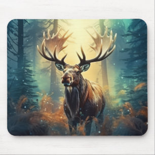 Moose Animal Wildlife Wilderness Colorful Wall Art Mouse Pad
