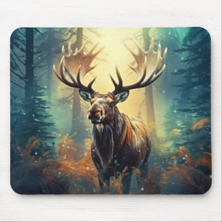 Moose Animal Wildlife Wilderness Colorful Wall Art Mouse Pad
