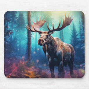 Moose Animal Wildlife Wilderness Colorful Wall Art Mouse Pad