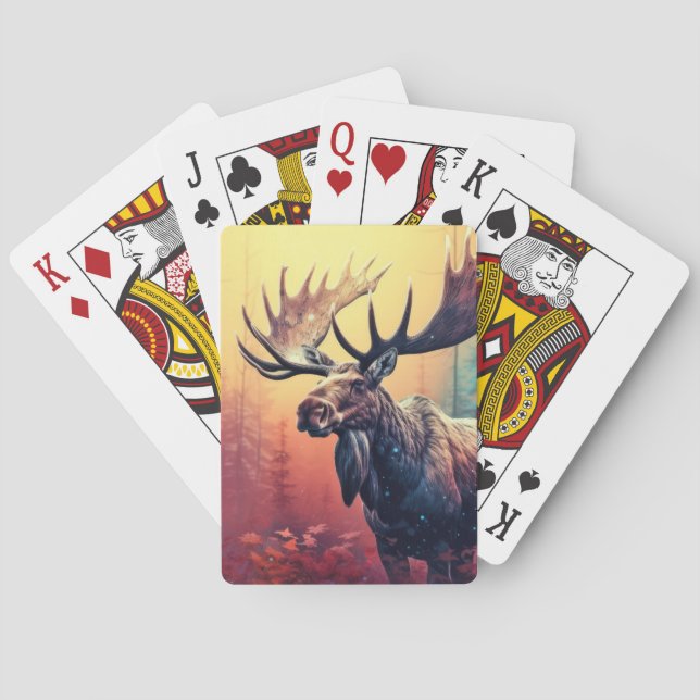 Moose Animal Wildlife Wilderness Colorful Wall Art Poker Cards (Back)