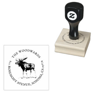 Moose Antique Family Name Return Address Rubber Stamp