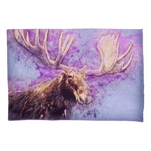 Moose Antler Purple Blue Cabin Pillow Case