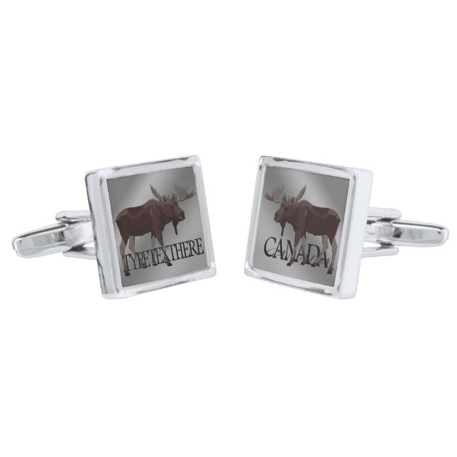 Moose Art Cufflinks Personalized Moose Gifts (Angled)