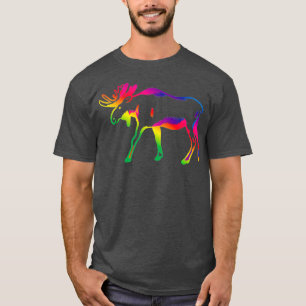 Moose Art Cute Artistic Colorful Moose Animal Natu T-Shirt