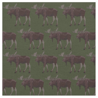 Moose Art Fabric Wildlife Fabric Cotton or Poly