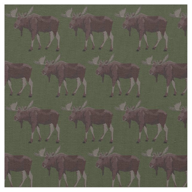Moose Art Fabric Wildlife Fabric Cotton or Poly (Close Up)