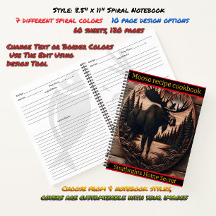 Moose art in a tranquil forest setting notebook