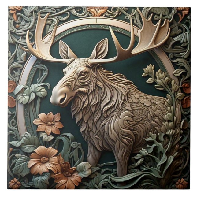 Moose - Art Nouveau Ceramic Tile (Front)