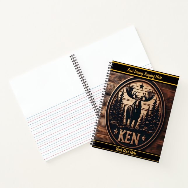 Moose at dawn, framed by pines and peaks notebook (Inside)