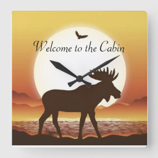 Moose at Dusk Round (Large) Wall Clock