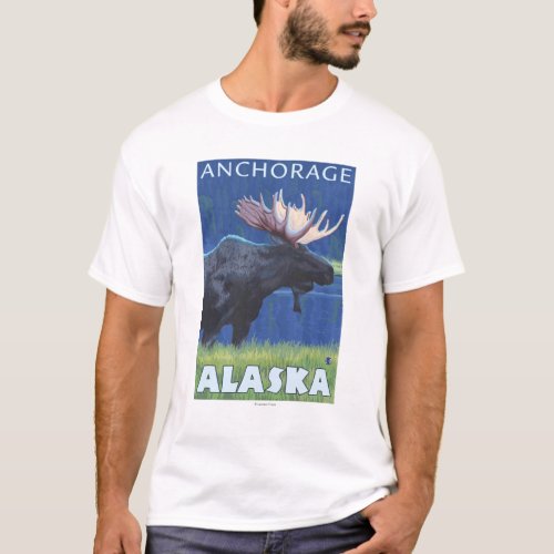 Moose at Night _ Anchorage Alaska T_Shirt