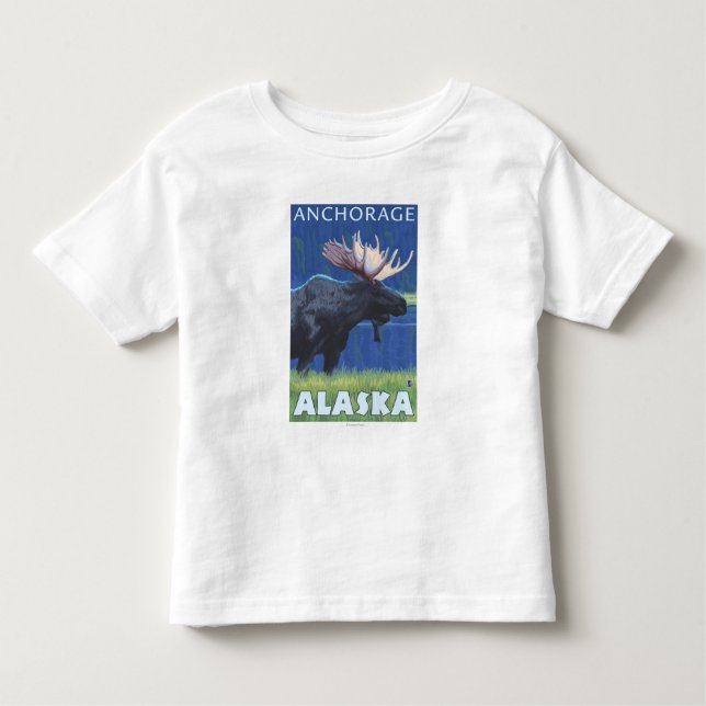 Moose at Night - Anchorage, Alaska Toddler T-shirt (Front)